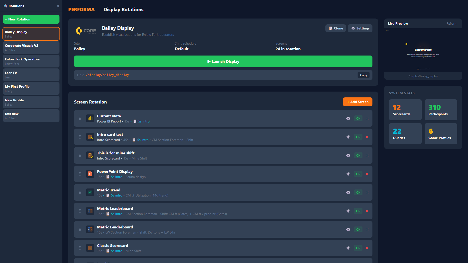 Performa Display Rotation